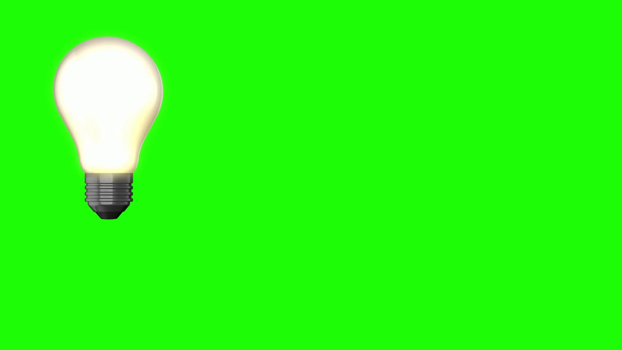 Green Screen White Bulb beautiful glowing animation showing idea ...