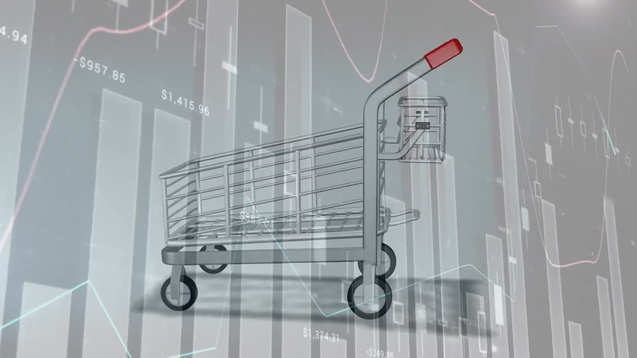 animación del procesamiento de datos sobre el carrito de compras