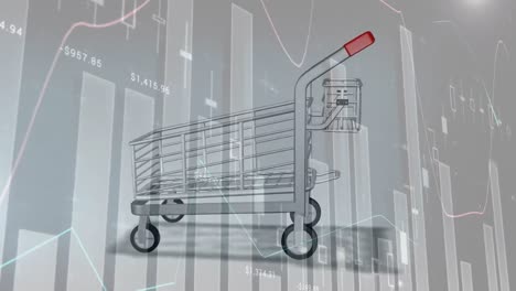 animation of data processing over shopping cart