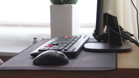 man typing on the keyboard and using the mouse