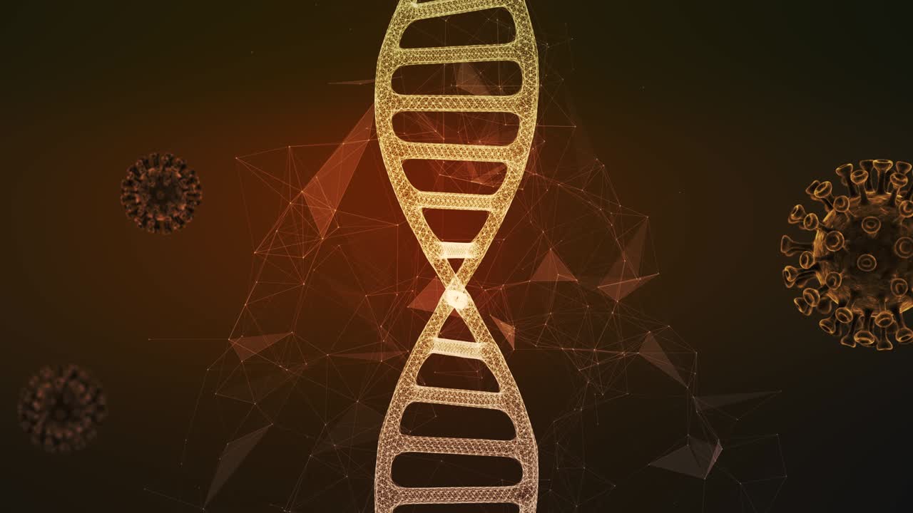 Abstract concept dna with coronavirus animation loop
