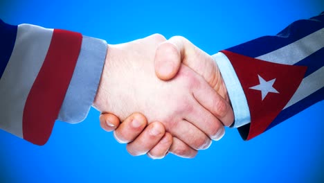 france - cuba  / handshake concept animation about countries and politics / with matte channel