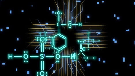 animación del procesamiento de datos digitales químicos en una placa de circuitos informáticos