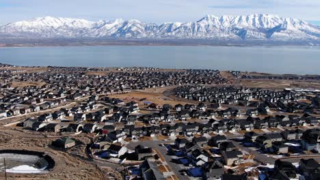 beautiful landscape and aerial of saratoga springs utah