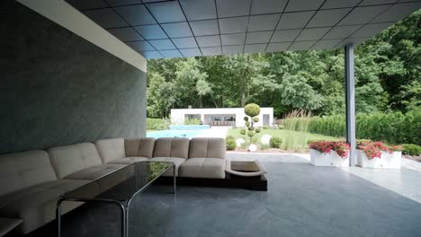 relax corner with cushions in deck in modern villa terrace