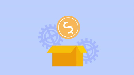 caja de cartón con monedas