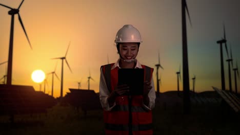 female engineer at a wind farm