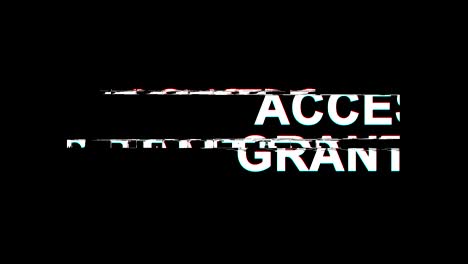 acceso concedido efecto glitch texto distorsión de televisión digital animación en bucle 4k