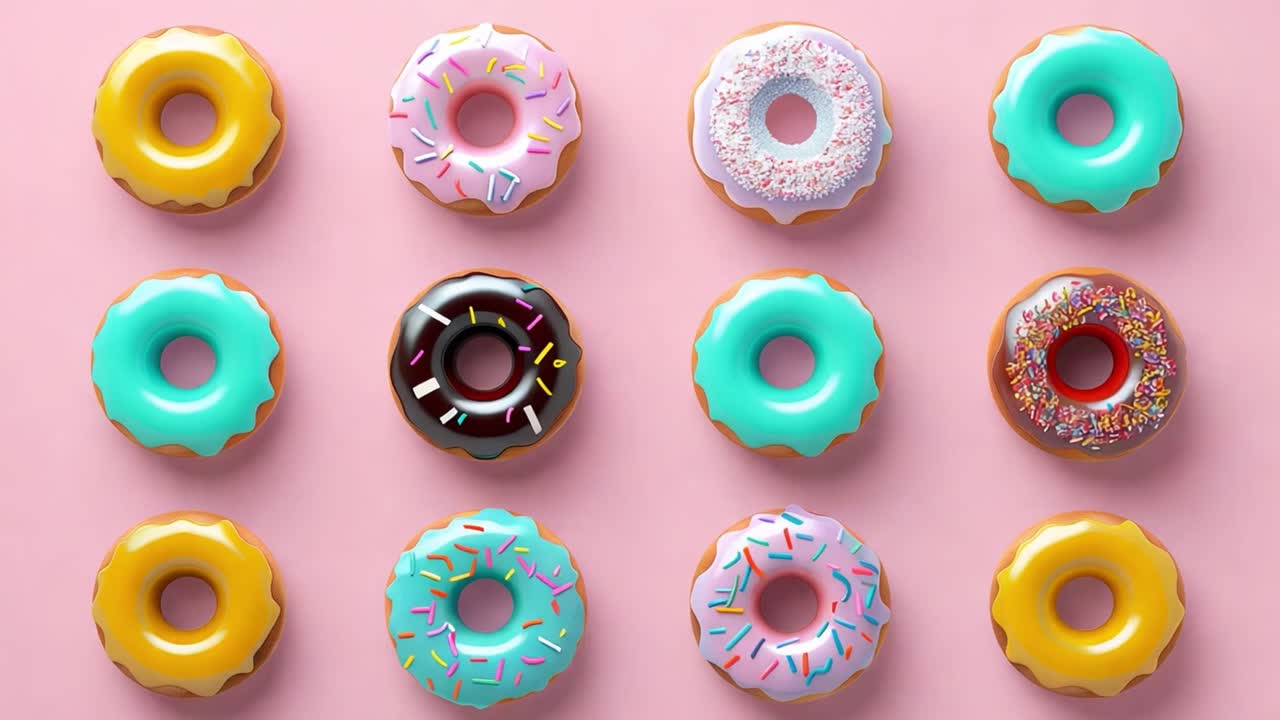 Una varietà di ciambelle colorate