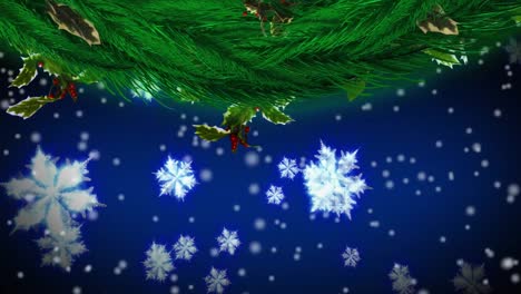 Animation-of-christmas-decoration-over-falling-snow