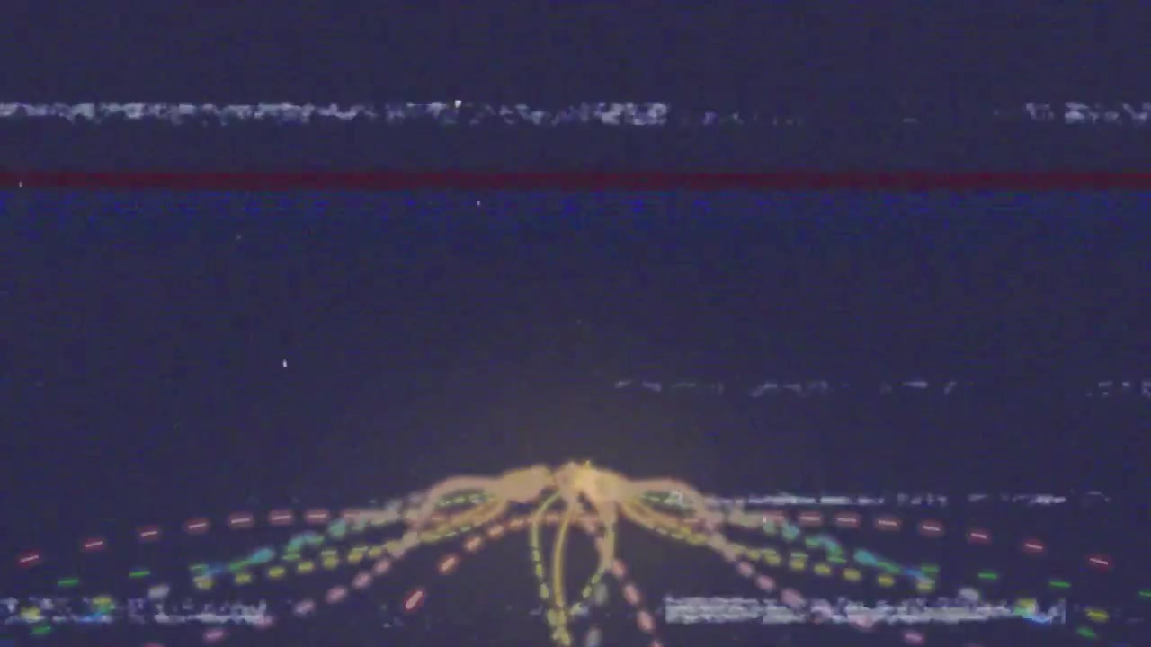 Starting from navy field, dot cluster pulsing while static bands shifting and glitches flashing