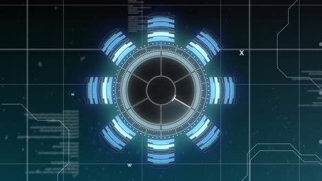 animation of scope scanning and data processing over dark background