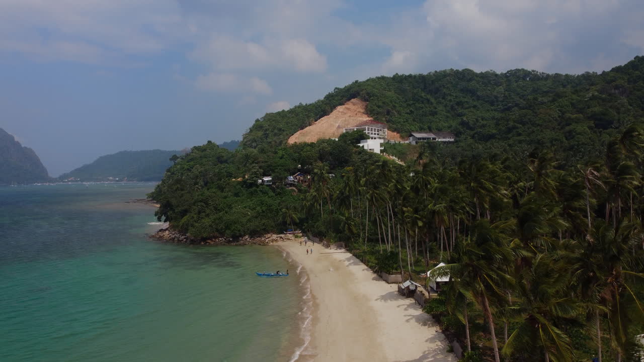 Drone view of tropical beach in El Nido, Palawan