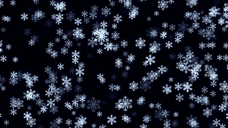 falling snowflakes in white color on black