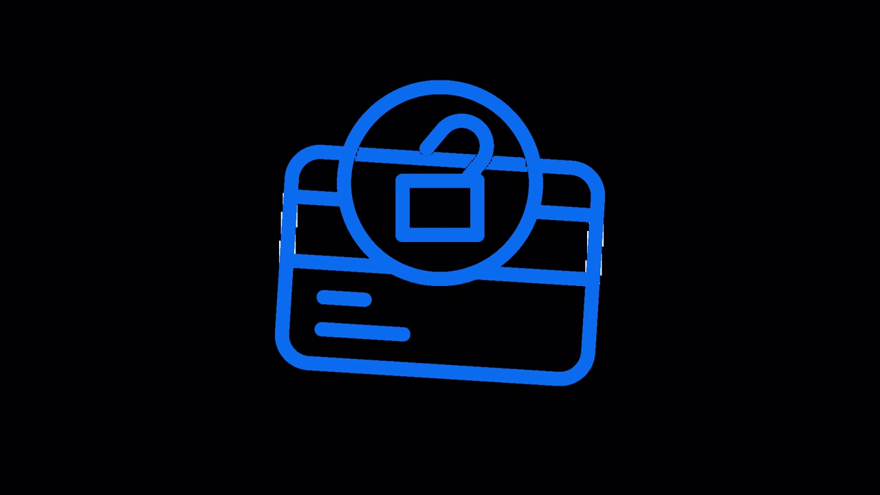 Animated Blue Credit Card and Padlock Icon for Security