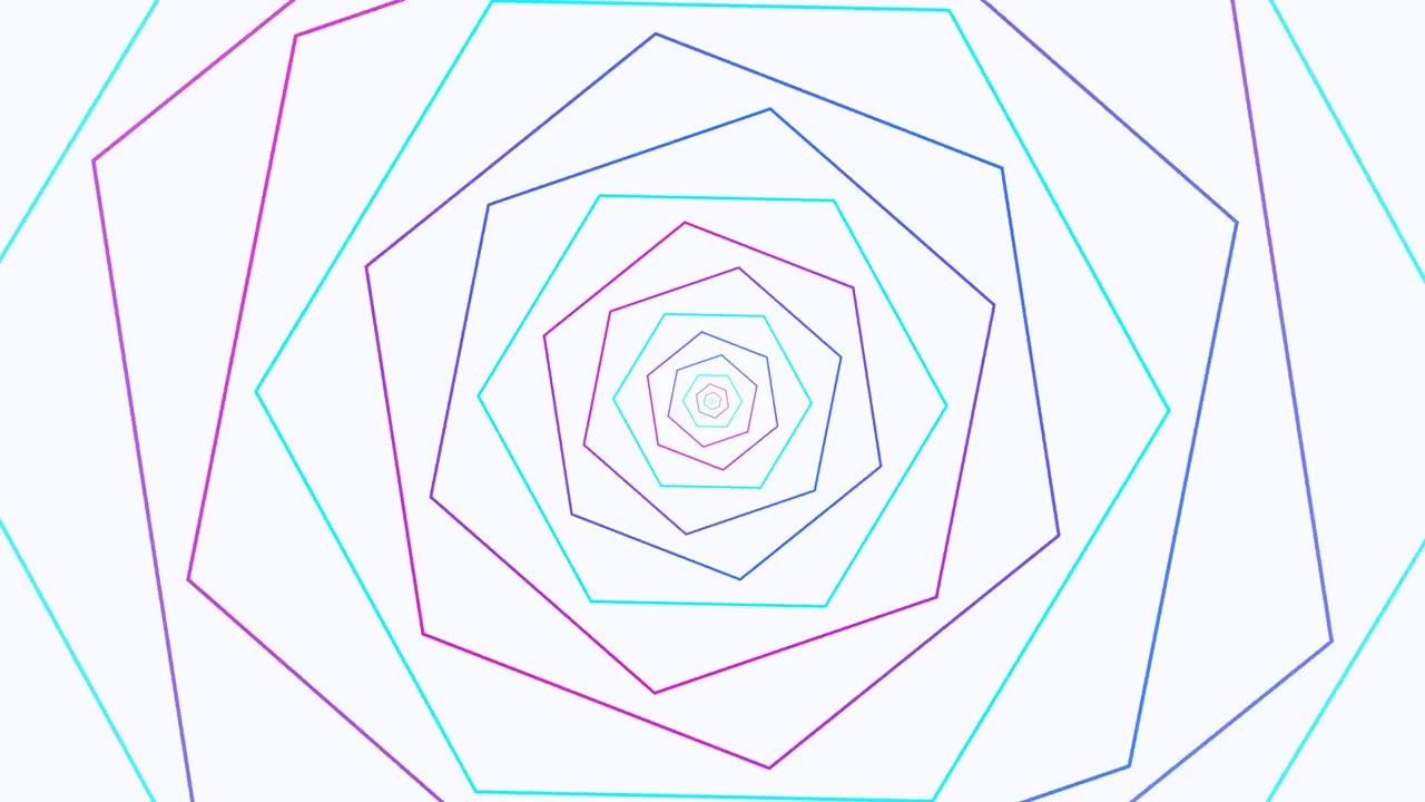 Abstract Geometric Tunnel of Rotating Colorful Hexagons