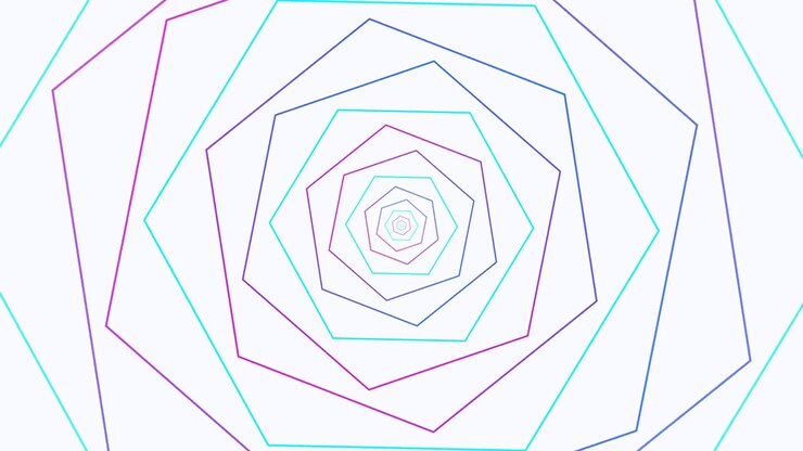 Abstract Geometric Tunnel of Rotating Colorful Hexagons