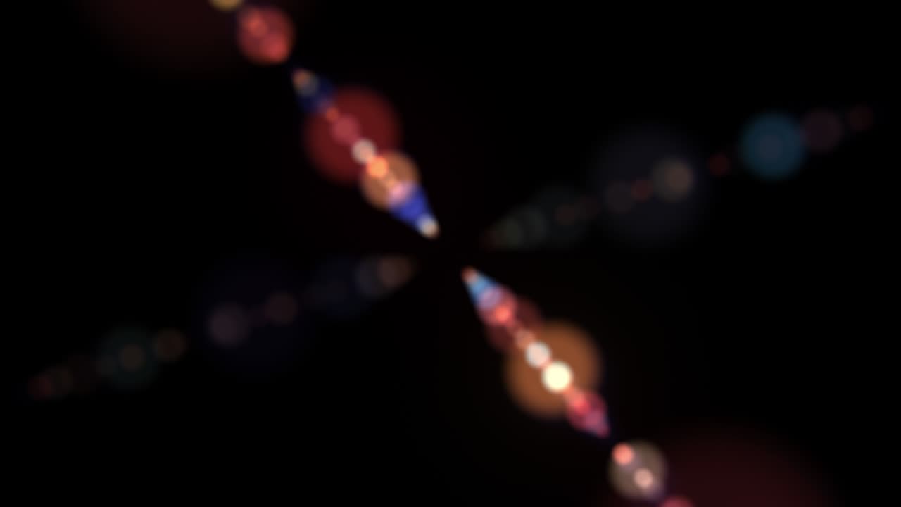 흑색 바탕에 다채로운 박이는 전구 불을 날아다니며 4k 3d 원활한 루프 모션, 암흑 바탕에서 추상적인 전구 흐름, 제목, 전환, vj 루프.