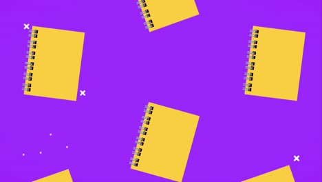 animación de regreso a la escuela con cuadernos de hojas de patrón