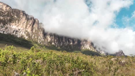 majestic cliffs of auyantepui shrouded in mist