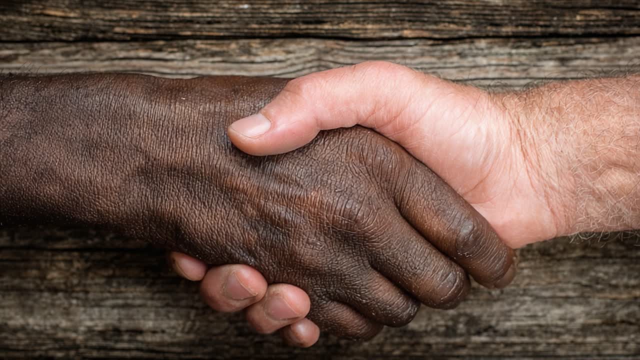 Et symbol på enhed: To hænder flettet sammen i en hjertevarm omfavnelse, der afspejler samarbejde og forståelse midt i mangfoldighed og forbundethed
