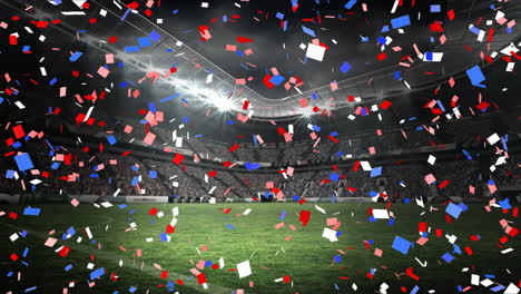 confetti falling in an stadium