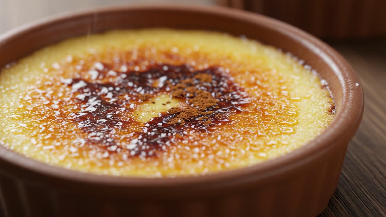 Sprinkling Sugar on Crème Brûlée
