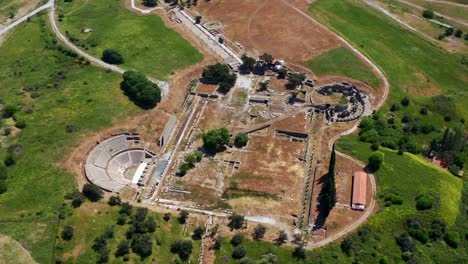 aerial view of surviving ruins of bergama asklepion an ancient medical center