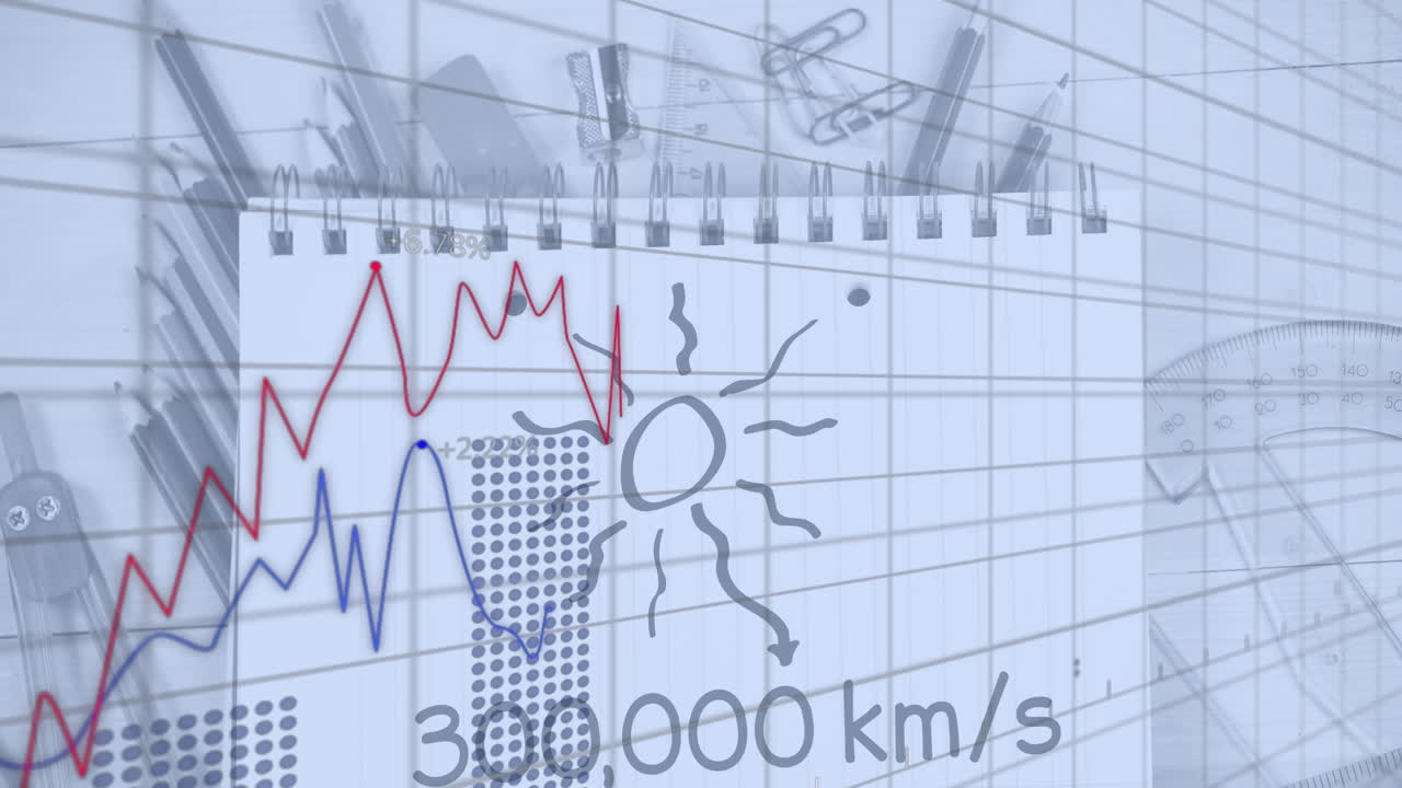 animación del procesamiento de datos financieros sobre fórmulas matemáticas