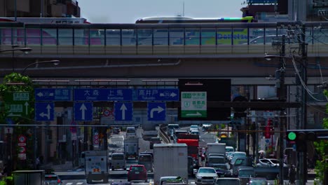 a timelapse of the traffic jam at the urban street in tokyo long shot