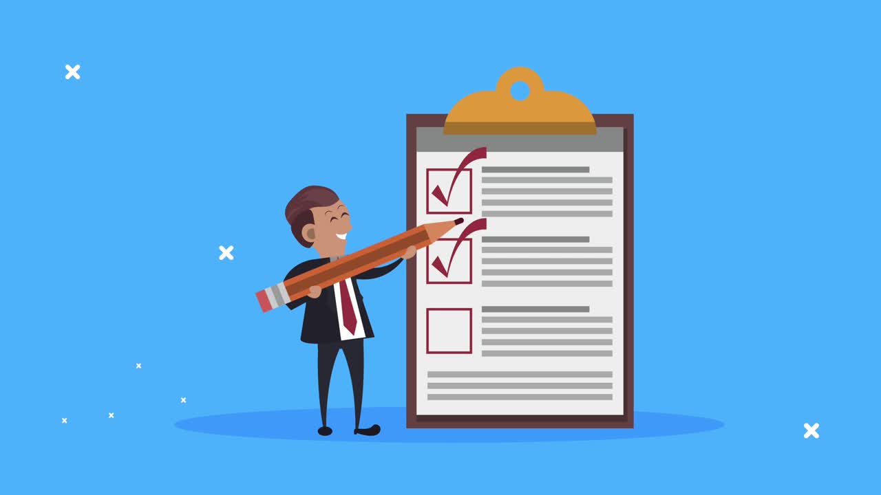 elegant businessman writig in checklist