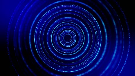 4k seamless looped science-fiction blue background with radial structures, particles oscillate and move smoothly, like element of information graphics on sci-fi panel hud. rings19