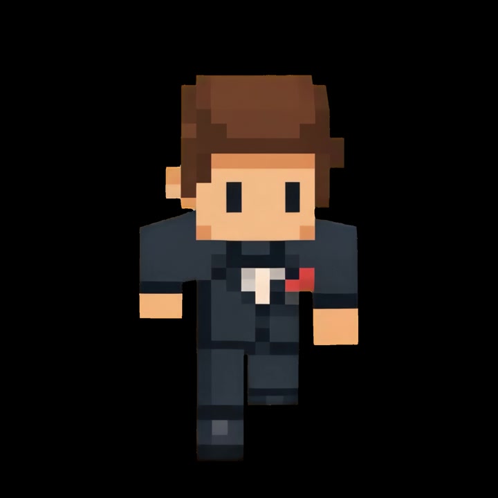 Animazione di camminata di un personaggio in pixel art in abito