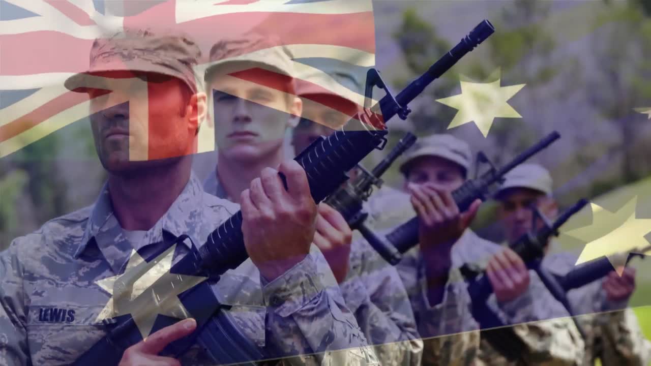 군인 들 위 에 있는 오스트레일리아  ⁇ 발 의 애니메이션