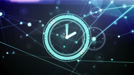 animación de redes de conexiones con el tictac del reloj.