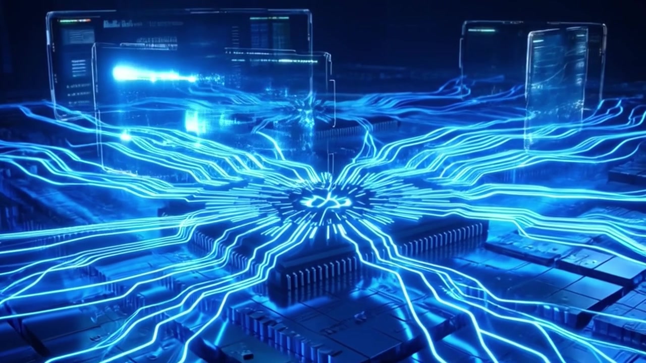 Digital Data Flow Through a Central Computer Processor Chip