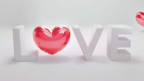 white love letters sign with the red heart instead of "o" letter