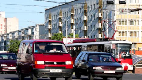 vitebsk, belarus. traffic at street in summer sunny day