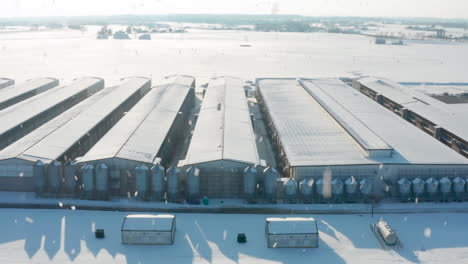 Winter-snow-at-huge-industrial-farm-in-USA