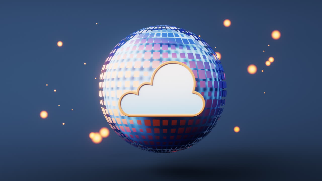 computación en la nube con esfera digital, renderización en 3d.
