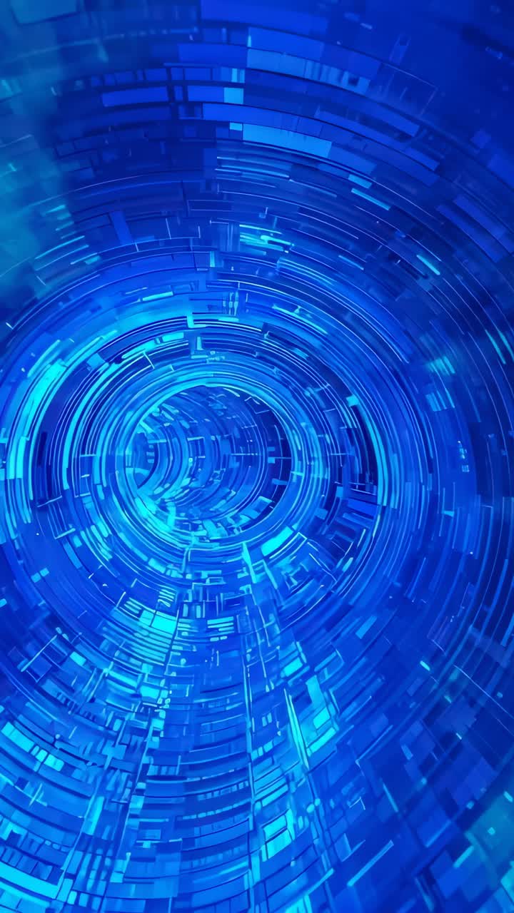 Vertical video: Starting loop, ring tunnel rotating in 3D space toward center, evoking data flow