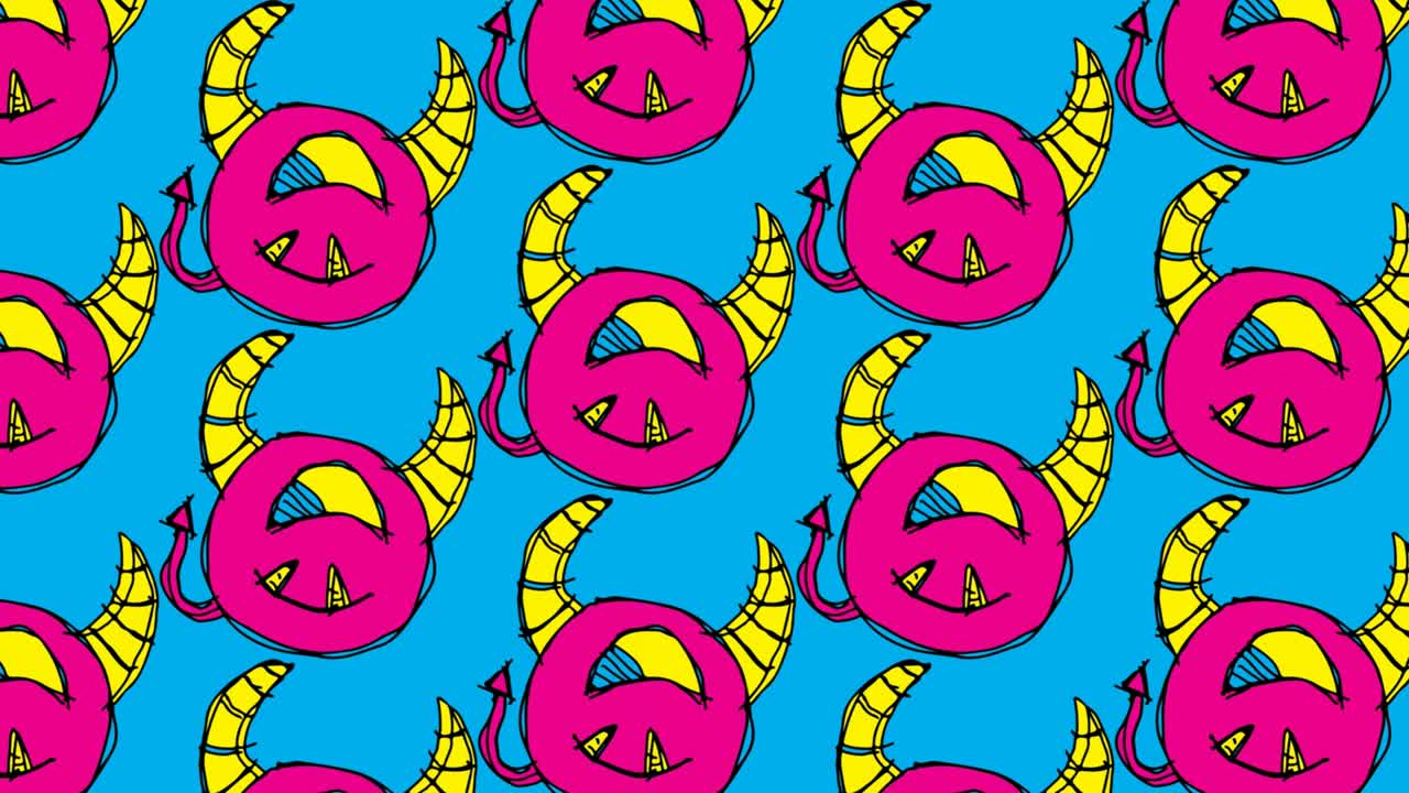 Sfondo continuo con disegni di bambini a tema Diavolo.