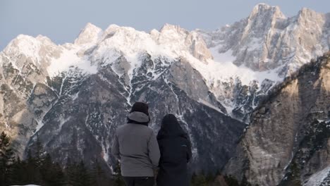 driving and looking over the highest mountain pass in slovenia of vrsic