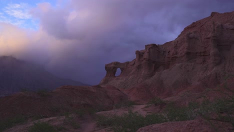 timelapse of the rock formation at las ventanas, in the quebrada de las conchas nature reserve, salta, argentina