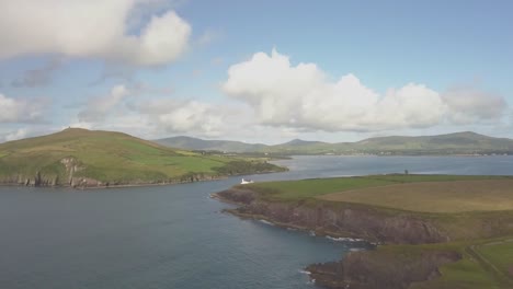 drone panning shot of irish landscape