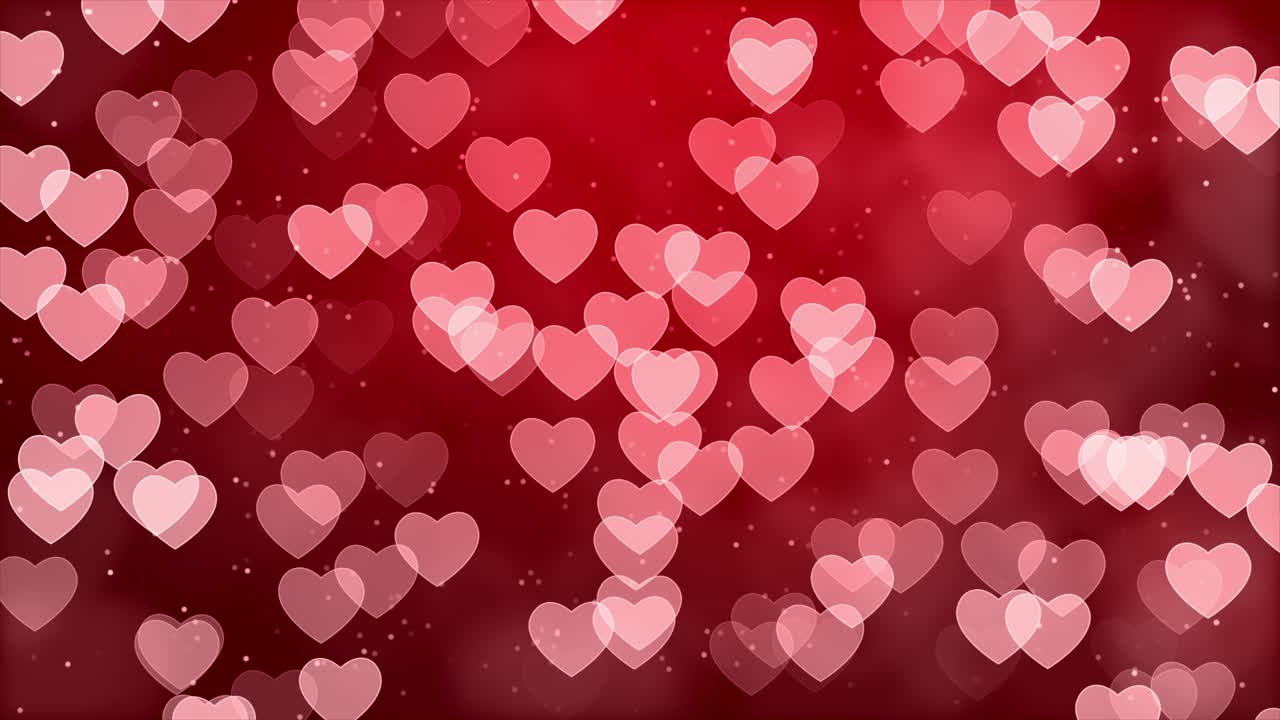 Abstract Background of Pink Hearts on Red