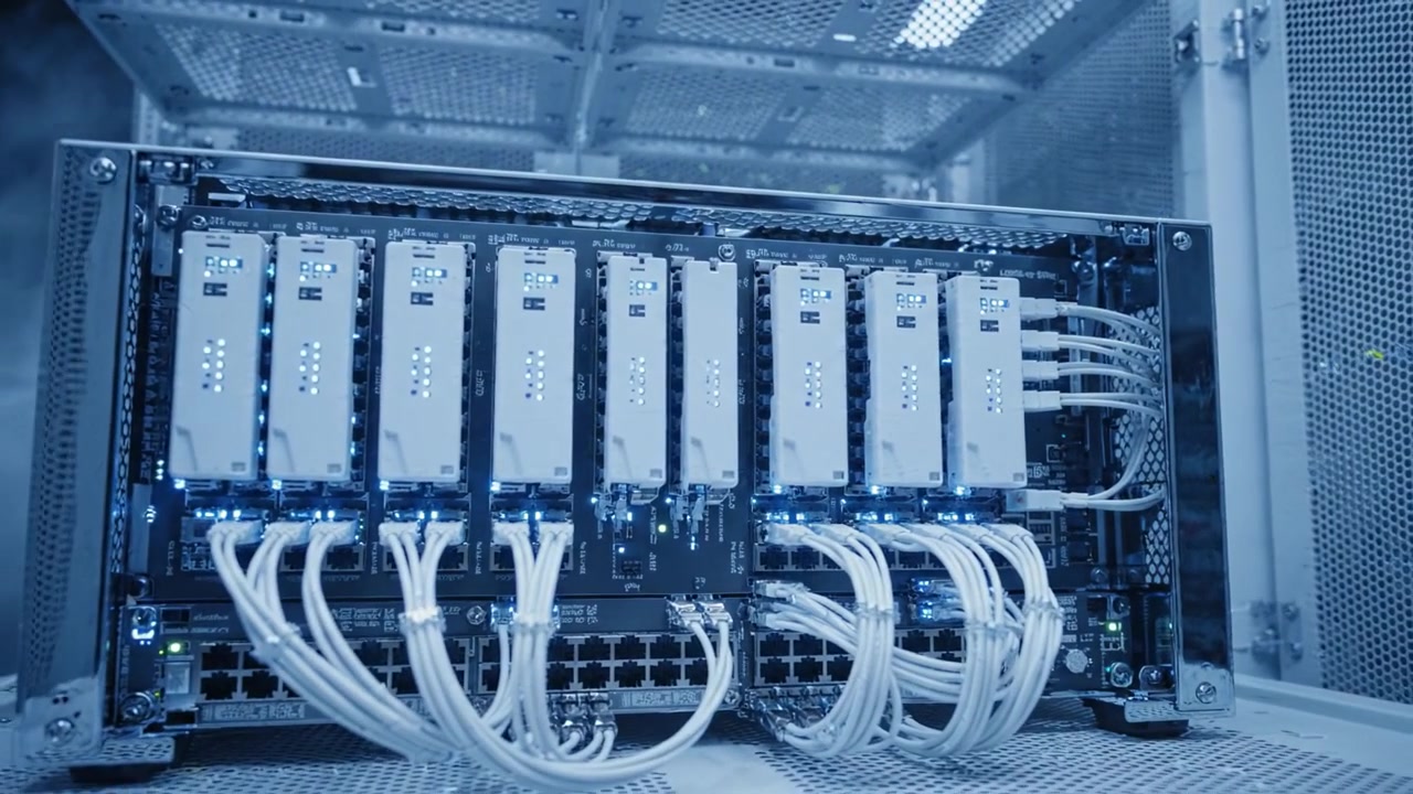 High-Tech Data Center with Advanced Server Rack Showing Connectivity and Cooling Systems for Enhanced Performance and Operational Efficiency in a Modern Environment