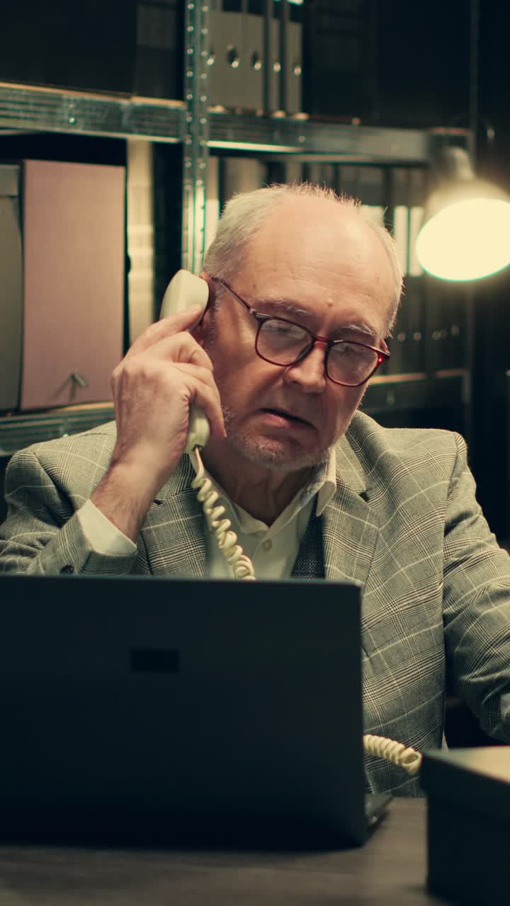 Vertical Video Law enforcement agent seeking legal advice on landline phone call