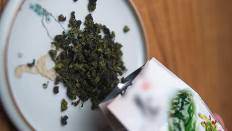 oolong tea leaves on a plate