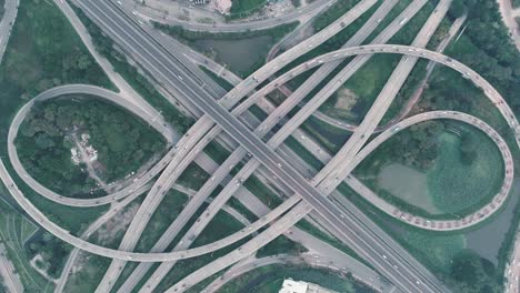 aerial view highway road roundabout circle or intersection traffic for transportation concept.